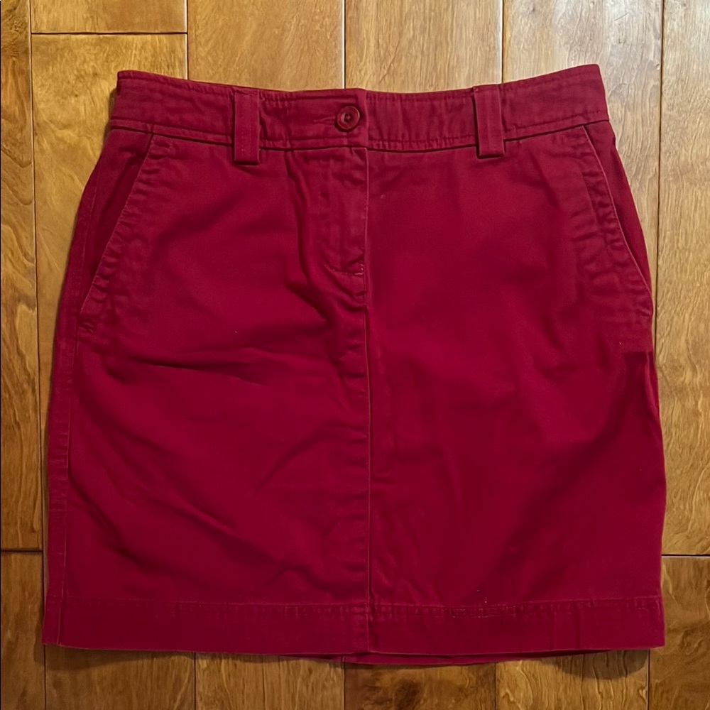 Vintage L.L Bean Red Straight Mini Skirt Size 6 Casual Preppy Nautical Coastal - Picture 2 of 9